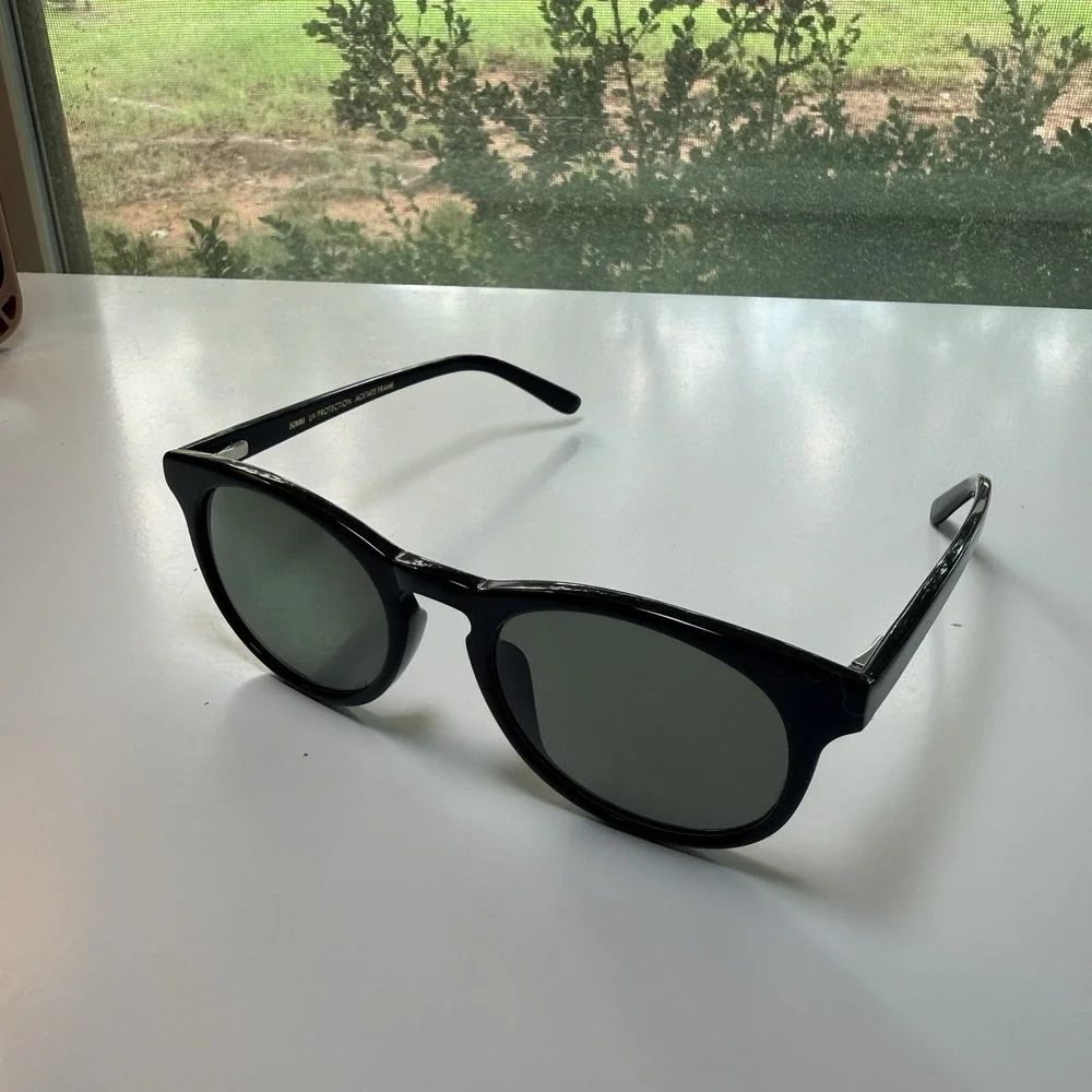 Kent Wang LOST Black Acetate Sunglasses 50mm Green Lenses Unisex Classic